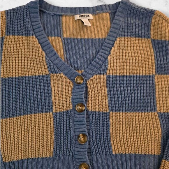 RSQ Knit Blue & Tan Cardigan XL - Picture 3 of 6